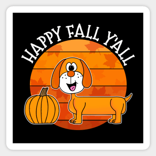 Happy Fall Y'All Dachshund Dog Autumn Thanksgiving Sticker